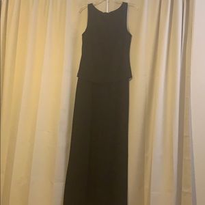 Black pantsuit that looks like a dress.